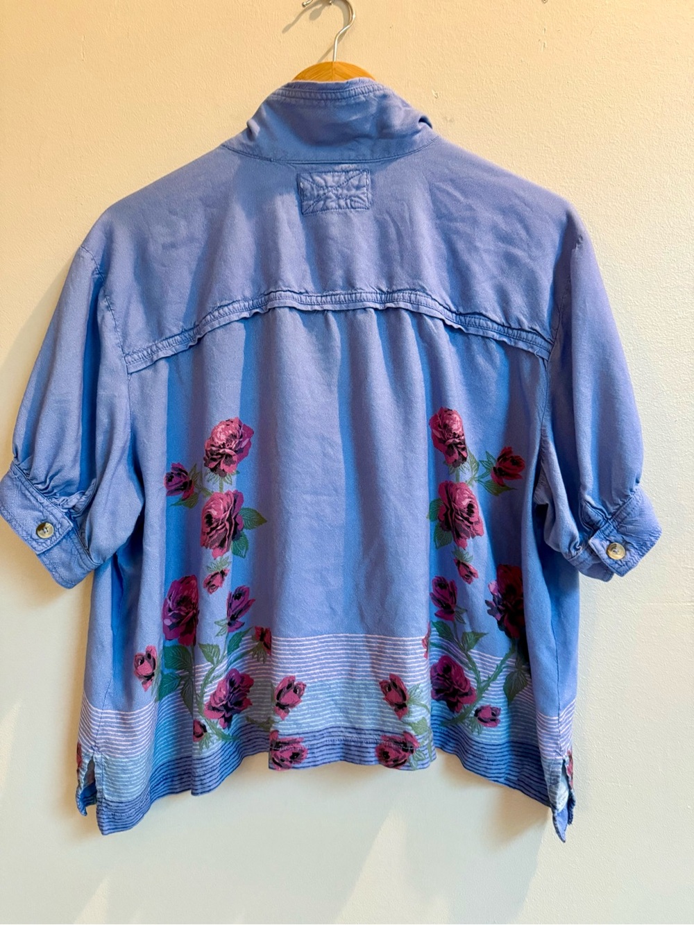 Free People We The Free Big Blooms Shirt, Large, Blue Combo - Picture 16 of 16